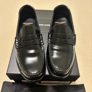 Saint Laurent Black Patent Leather Loafers